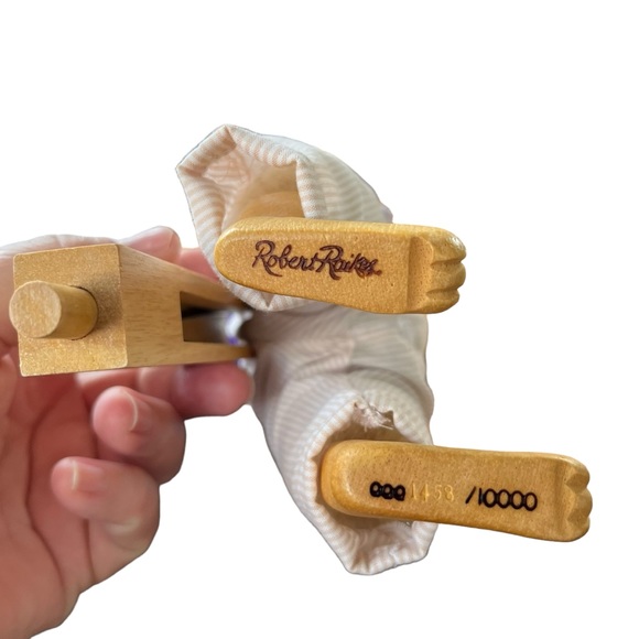 Raikes Originals THE HOPKINS Wood Carved Rabbit Couple w/ Fenced Stand Figures - Picture 10 of 13